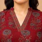 Maroon Ajrakh Print Cotton Kurta