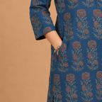 Indigo Ajrakh Print Cotton Kurta