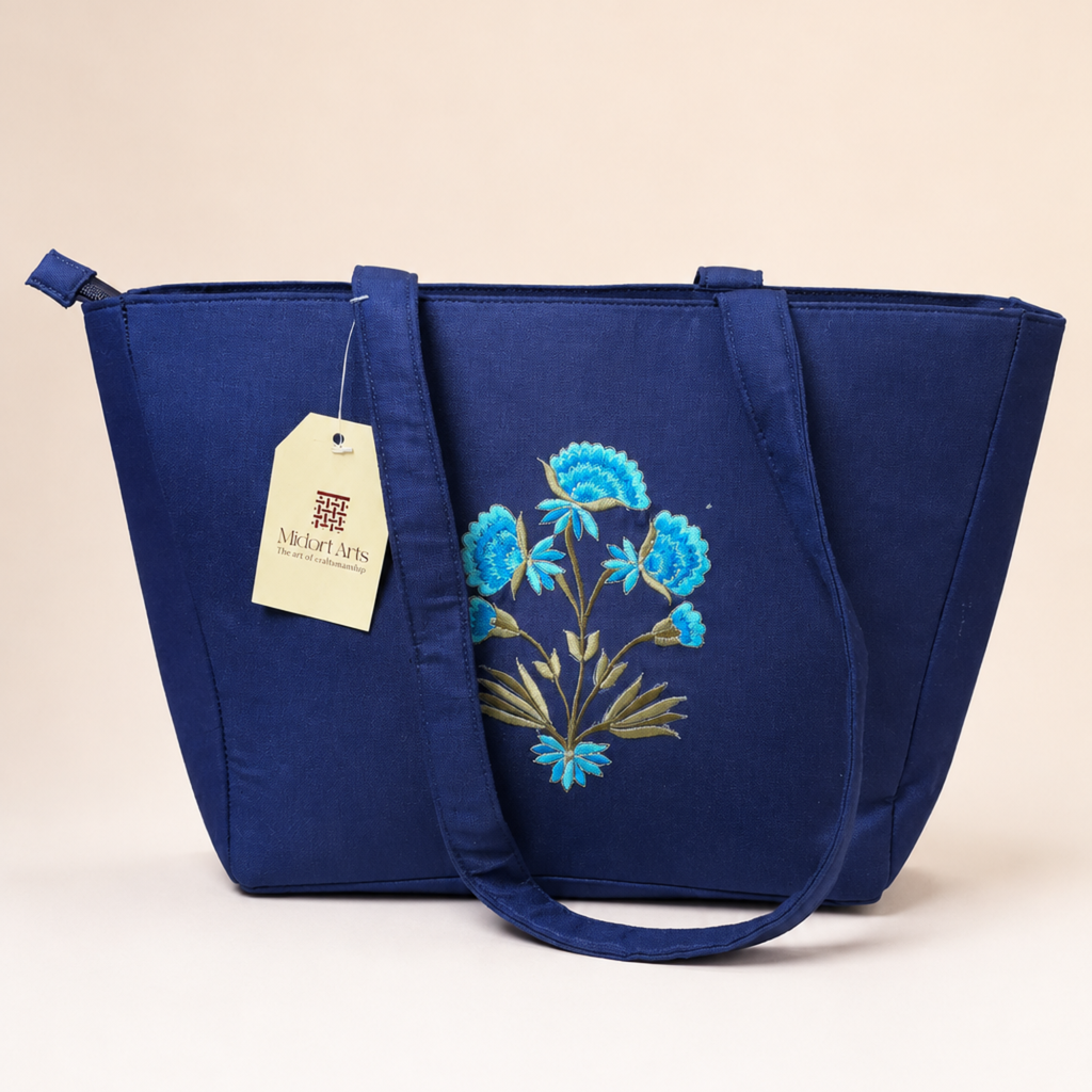 Navy Blue Embroidered Bag