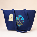 Navy Blue Embroidered Bag