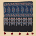 Stoles - Indigo Ajrakh Print Modal Silk Stole