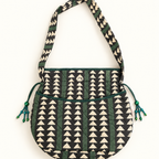 Green & Black Handblock Print Quilted Potli Bag