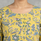 Yellow Handblock Print Cotton Kurta