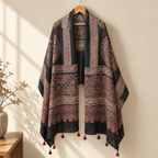 Stoles - Black and Rust Ajrakh Print Modal Silk Stole