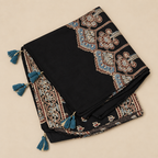 Stoles - Black Ajrakh Print Modal Silk Stole