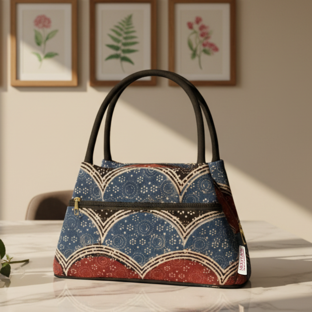 Classic Indigo & Maroon Small Handbag