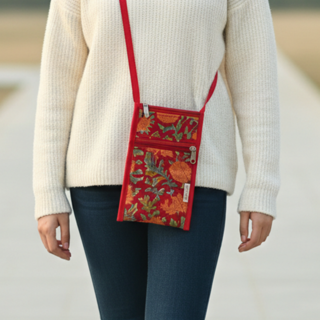 Maroon Quilted Sling Bag