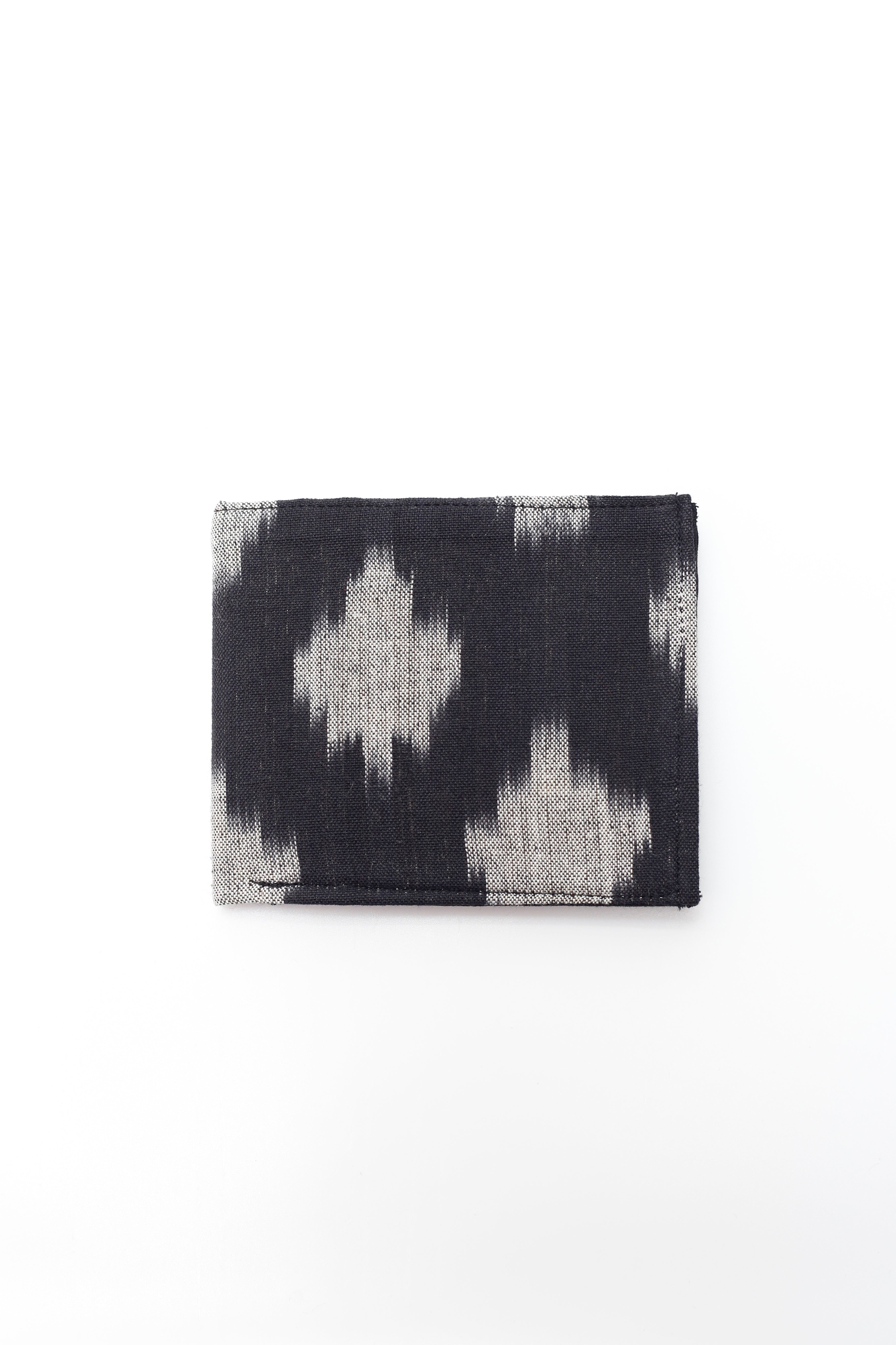 Black Handcrafted Woven Ikkat Print Men Wallet