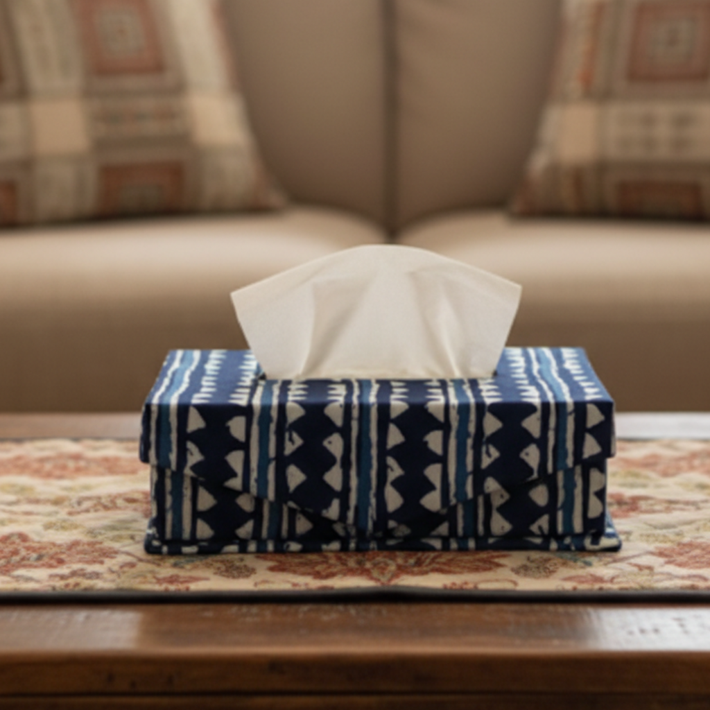 Indigo Fabric Tissue Box