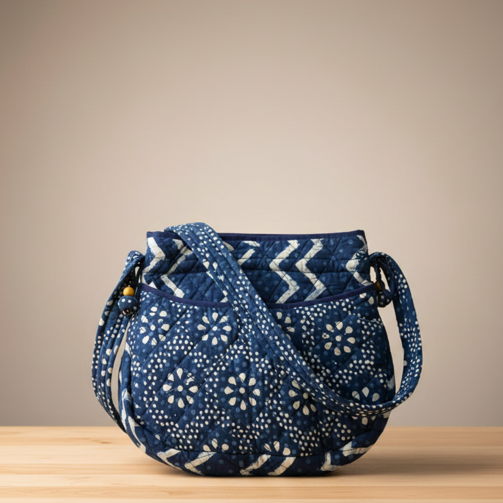 Indigo Quilted Potli Bag