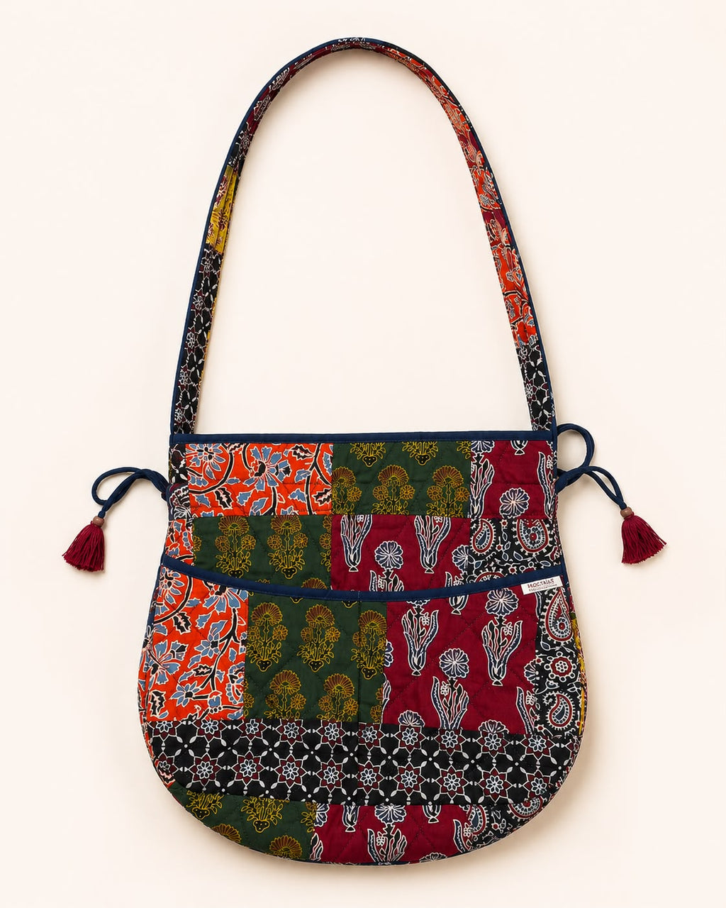 Multicoloured Ajrakh Drawstring Quilted Potli Bag