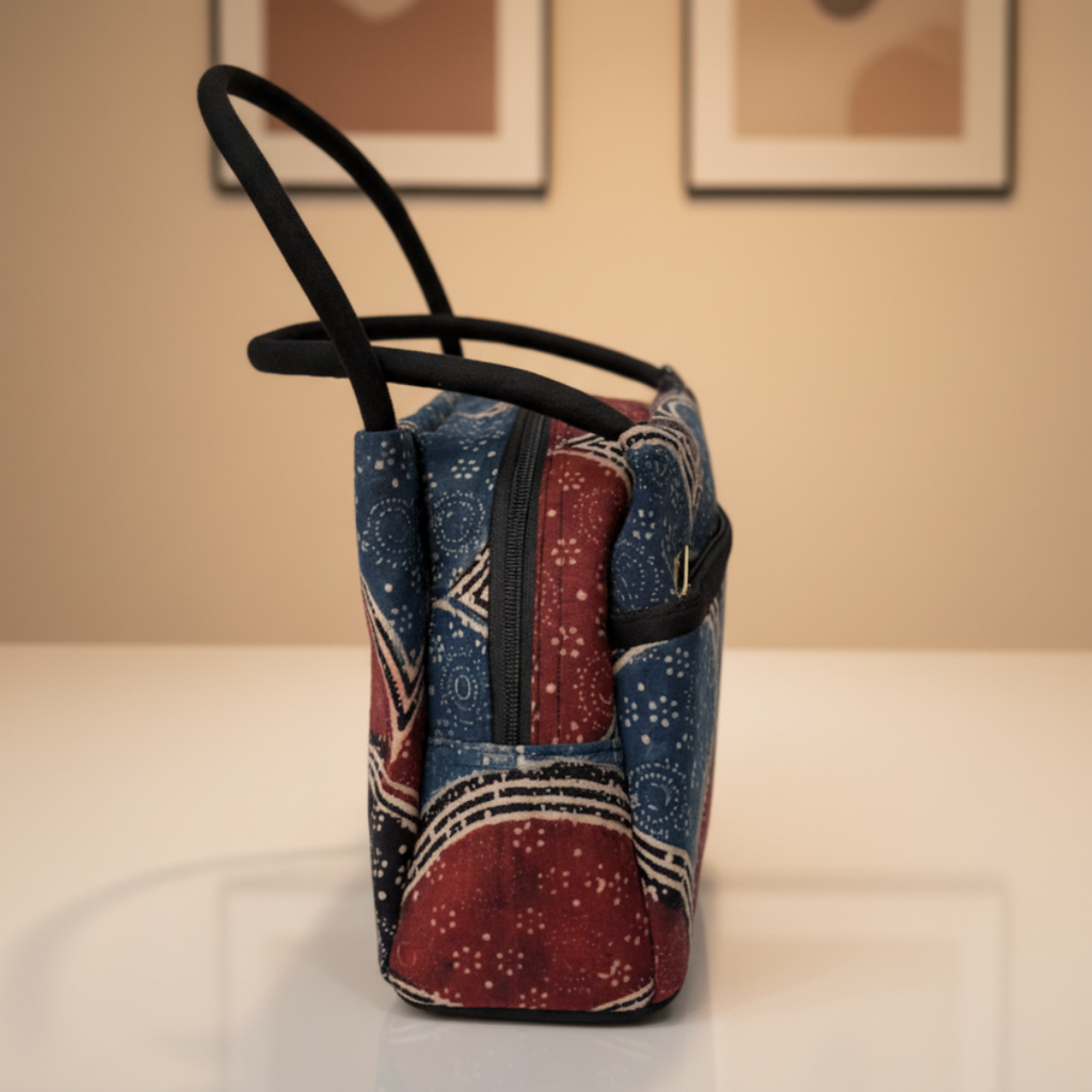 Classic Indigo & Maroon Small Handbag
