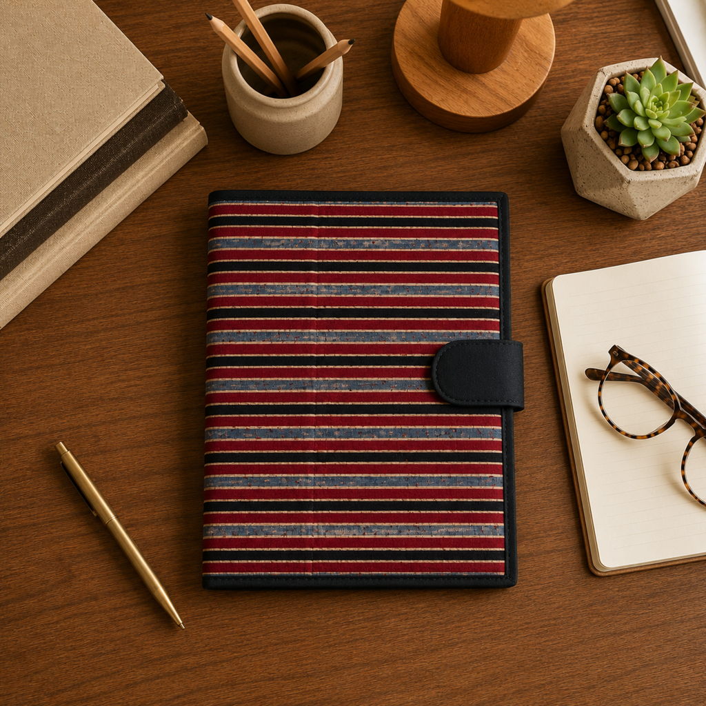 Handcrafted File Folder - Red Stripes