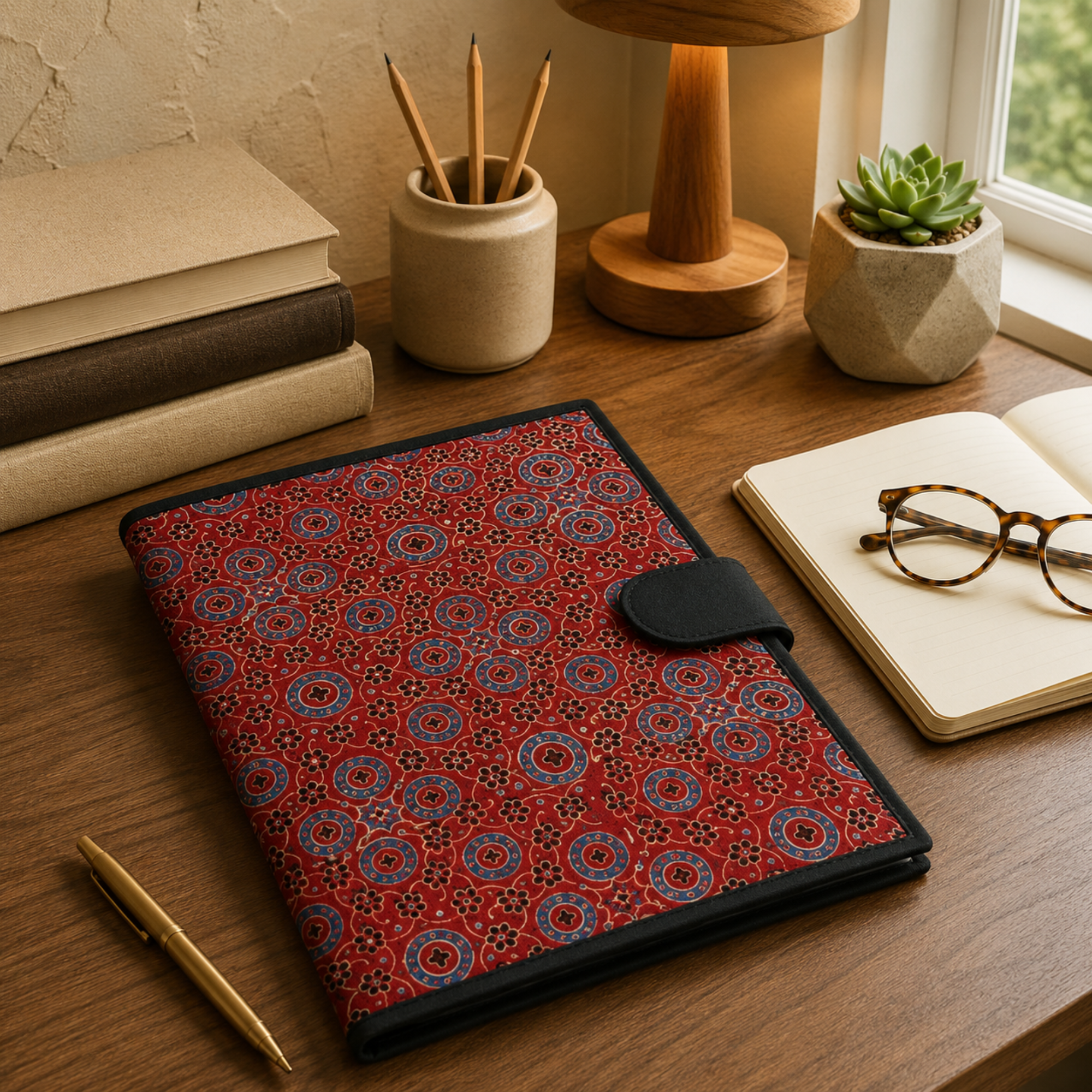 Handcrafted File Folder - Red Ajrakh