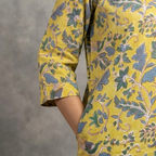 Yellow Handblock Print Cotton Kurta