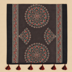 Stoles - Black and Rust Ajrakh Print Modal Silk Stole