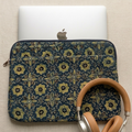Indigo Floral Print Ajrakh  Quilted Laptop Sleeve