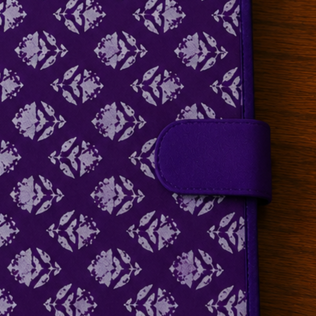 Handcrafted File Folder - Purple Handblock Print