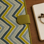 Handcrafted File Folder - Green Zig Zag Print