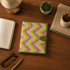 Handcrafted File Folder - Lime and Pink  Handblock Print