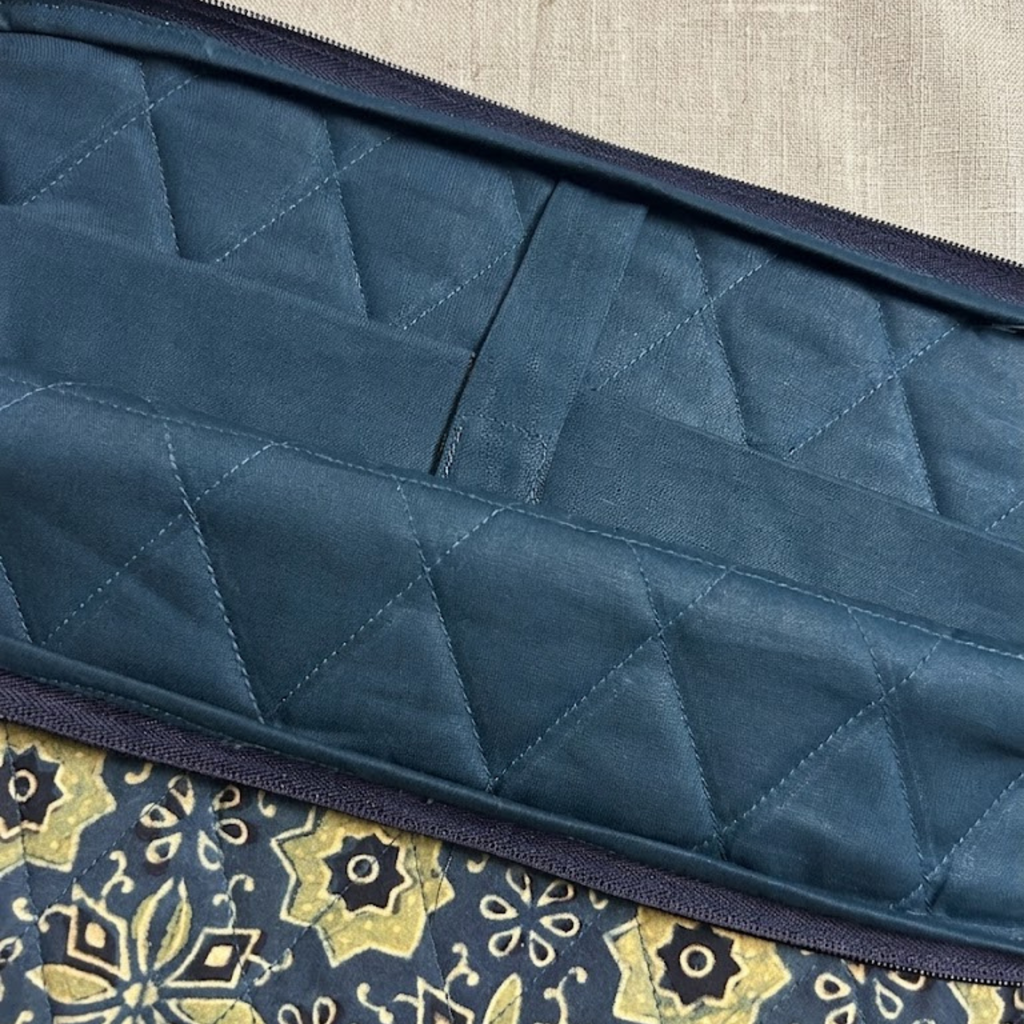 Indigo Floral Print Ajrakh  Quilted Laptop Sleeve