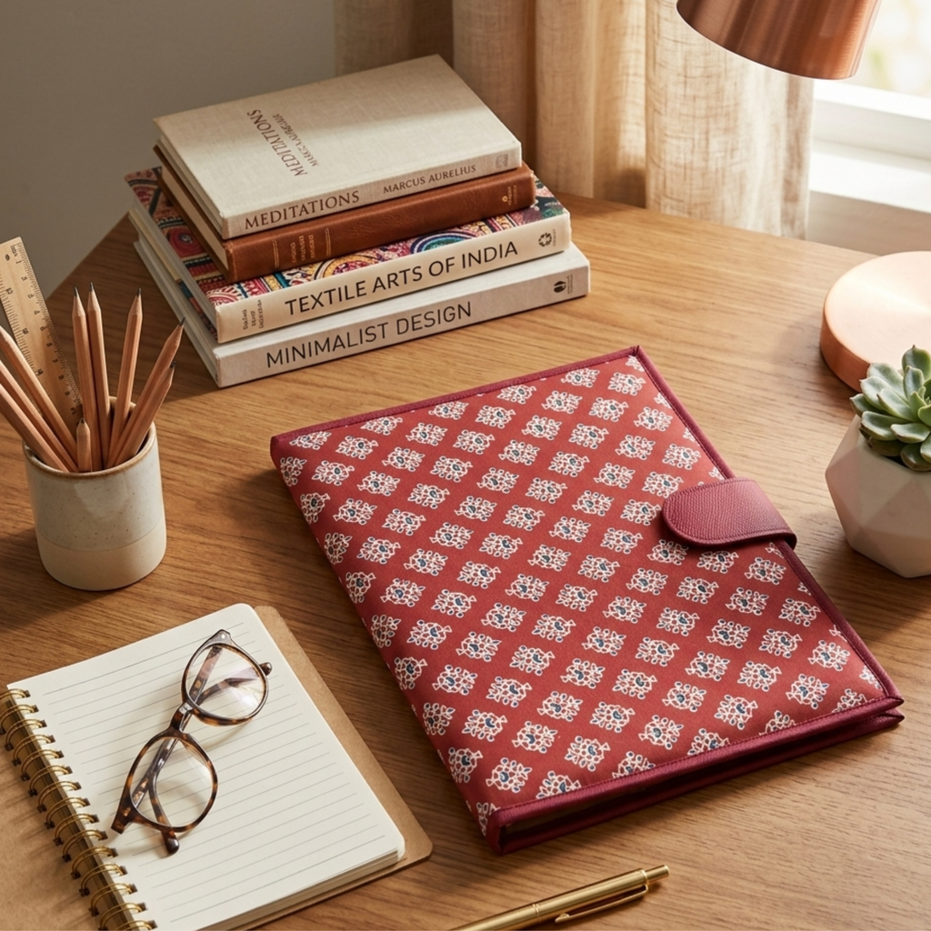 Red Block Print File Folder