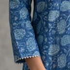 Blue Floral Handblock Print Cotton Kurta