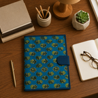 Handcrafted File Folder - Turquoise  Handblock Print