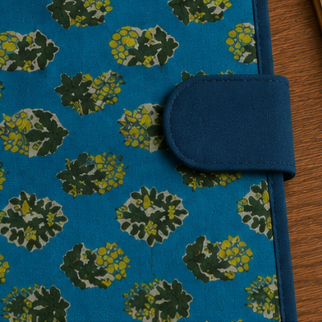 Handcrafted File Folder - Turquoise  Handblock Print