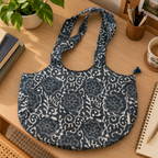 Grey Boat Curve Handcrafted Quilted Tote