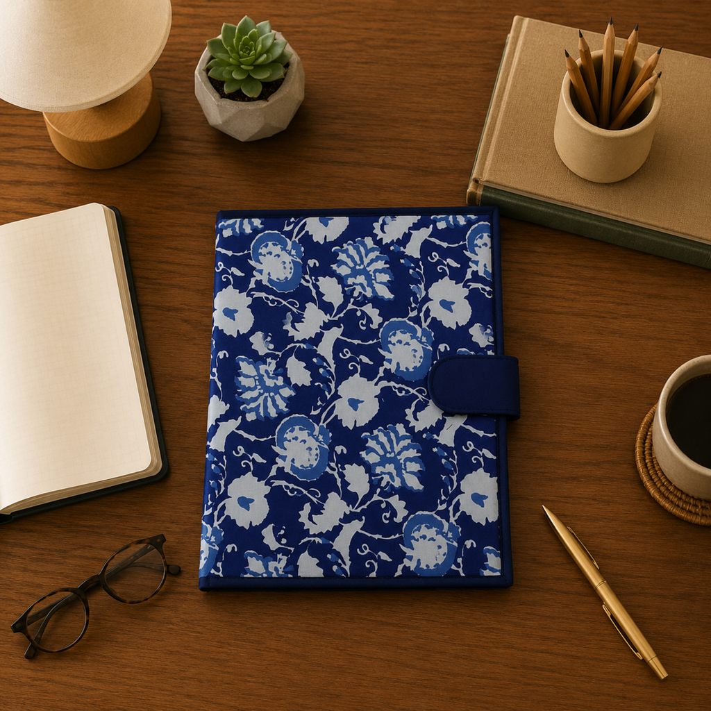 Handcrafted File Folder - Indigo Handblock Print