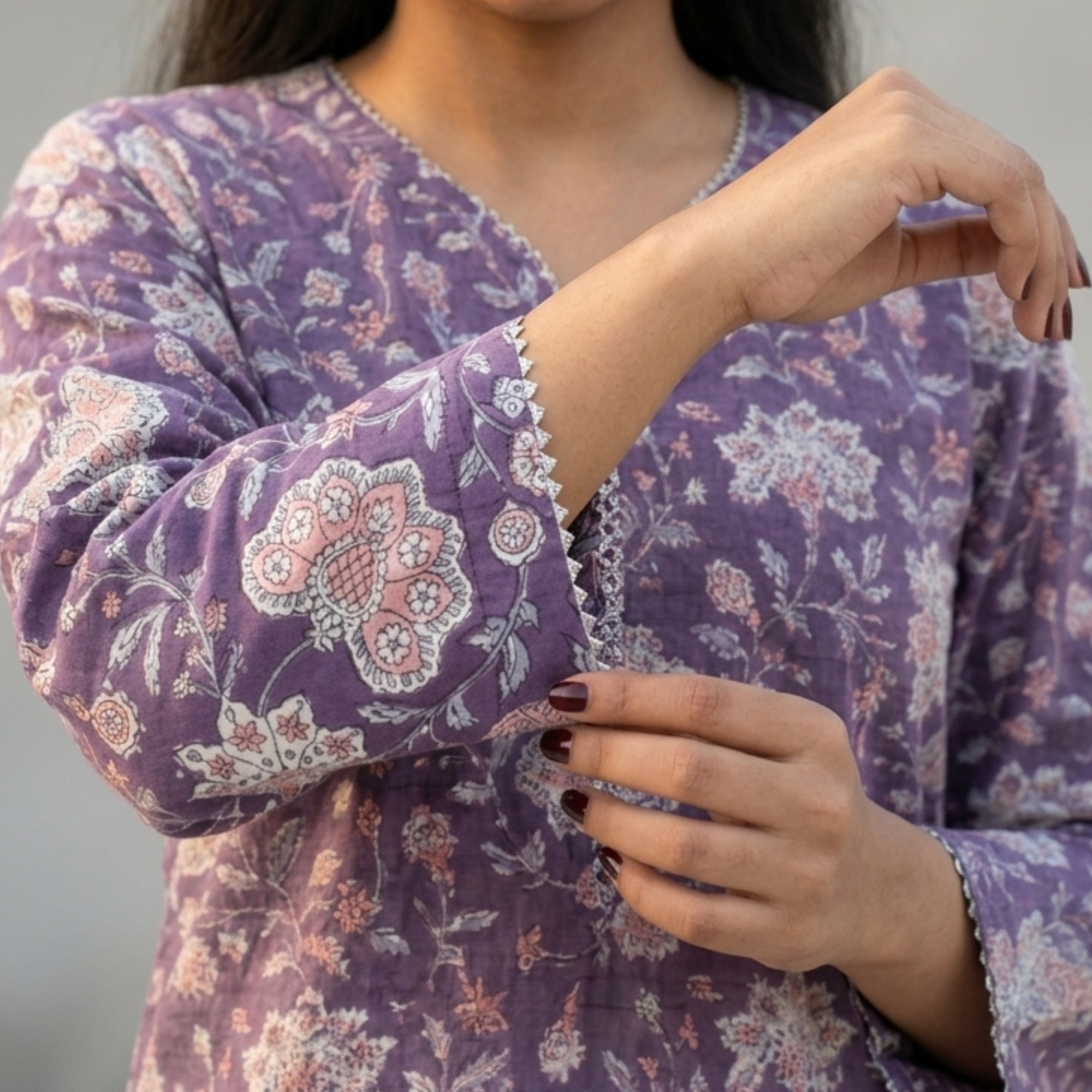 Vine Floral Handblock Print Cotton Kurta