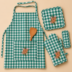 Green Check Apron Set