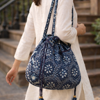 Indigo Quilted Potli Bag