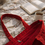 Red Handblock Handcrafted Quilted Tote Bag