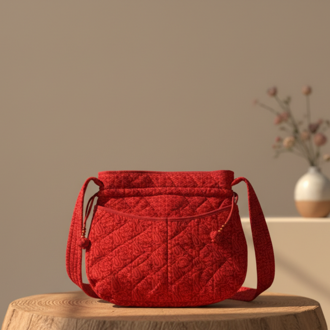 Red Quilted Potli Bag