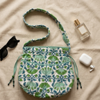 Green Floral Quilted Potli Bag