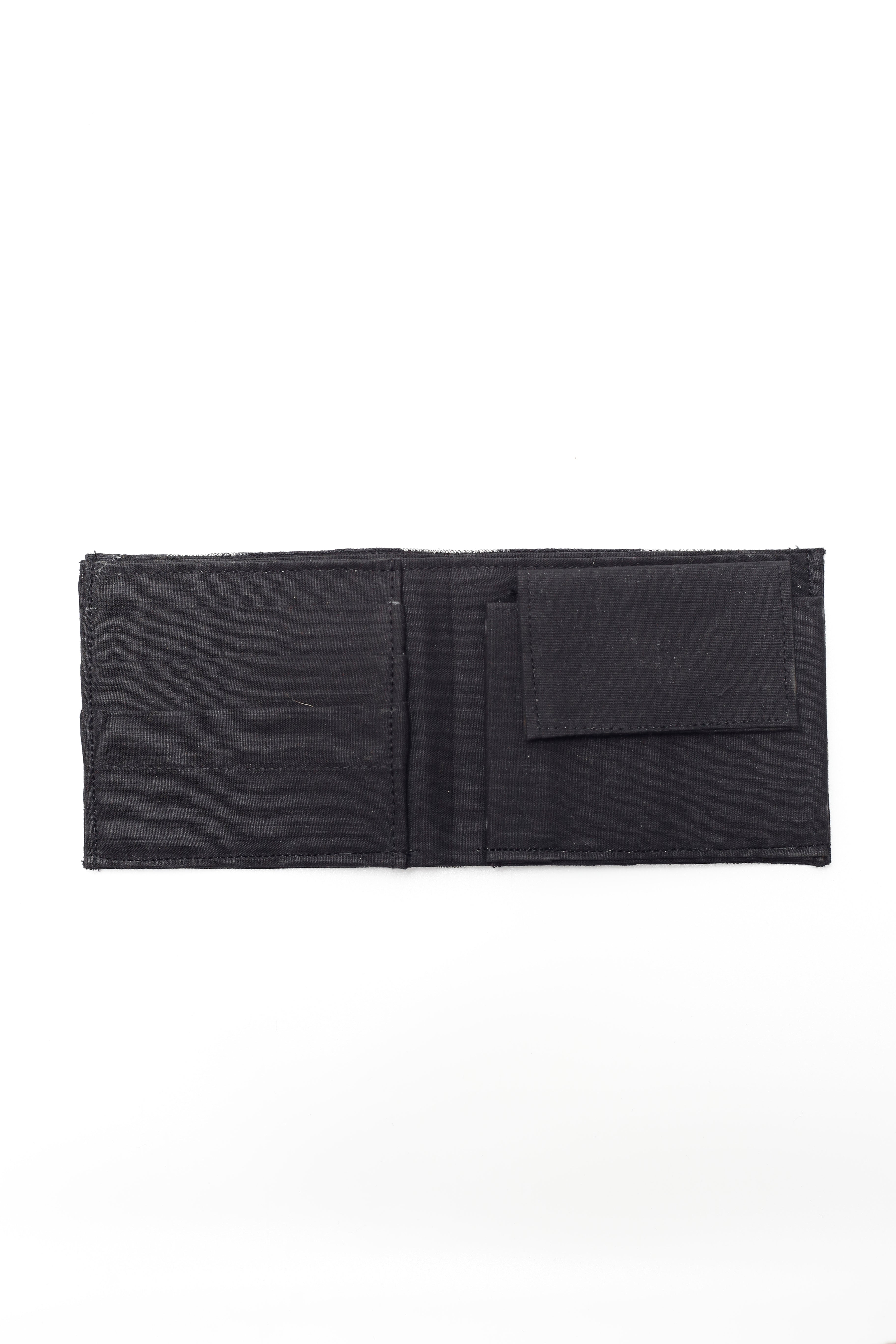 Black Handcrafted Woven Ikkat Print Men Wallet