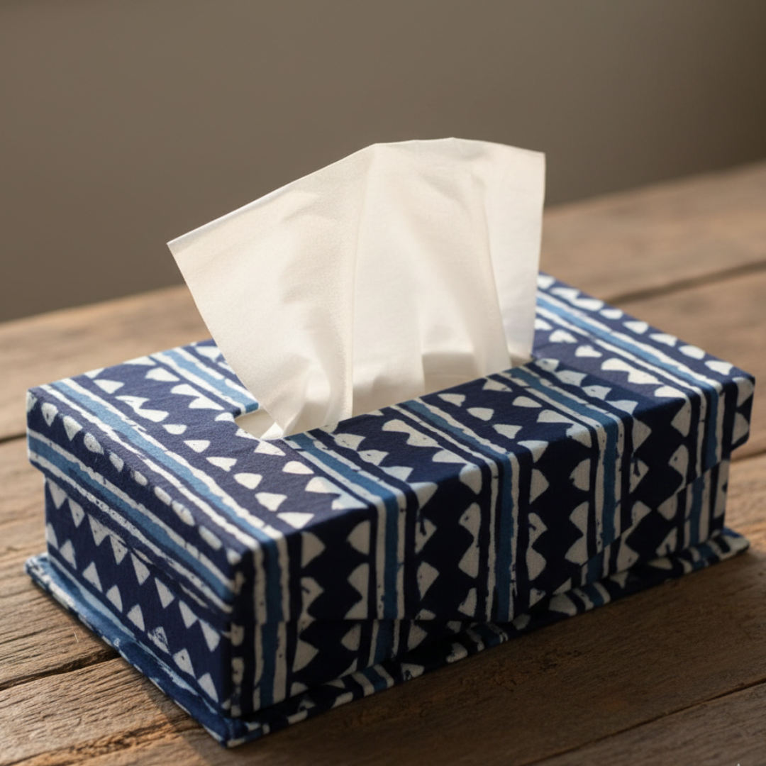 Indigo Fabric Tissue Box