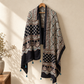 Stoles - Black Ajrakh Print Modal Silk Stole