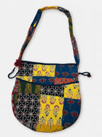 Multicoloured Ajrakh Drawstring Quilted Potli Bag