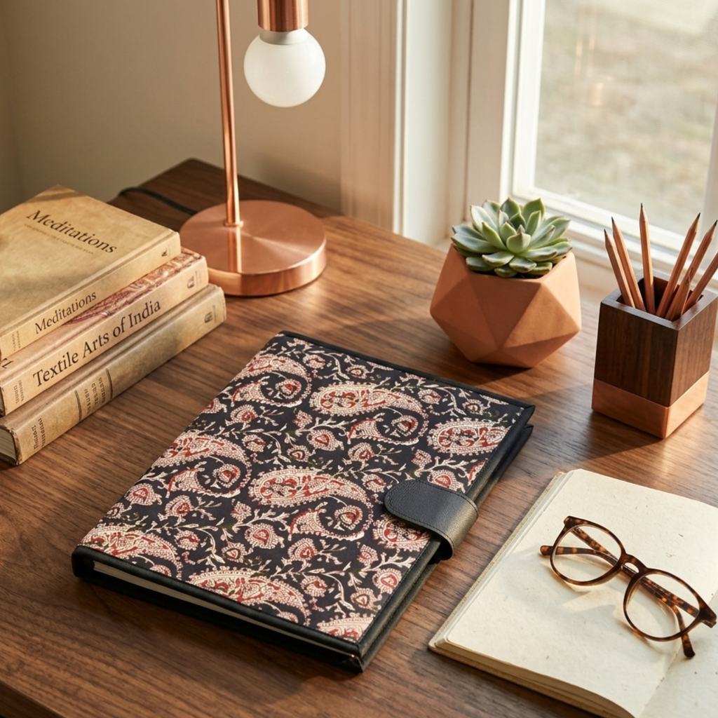 Black Kalamkari Print File Folder