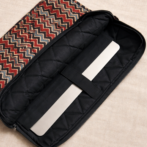 Black Ajrakh  Quilted Laptop Sleeve