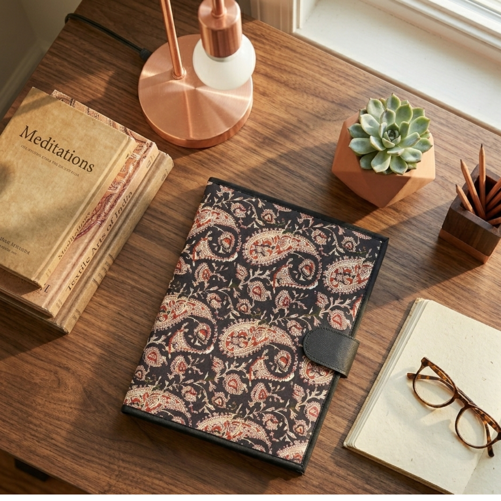 Black Kalamkari Print File Folder