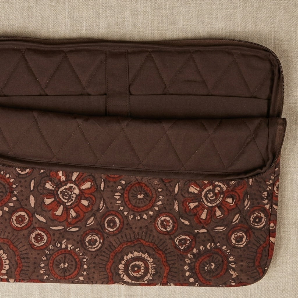 Brown Ajrakh  Quilted Laptop Sleeve