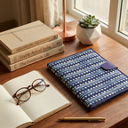 Indigo Block Print File Folder