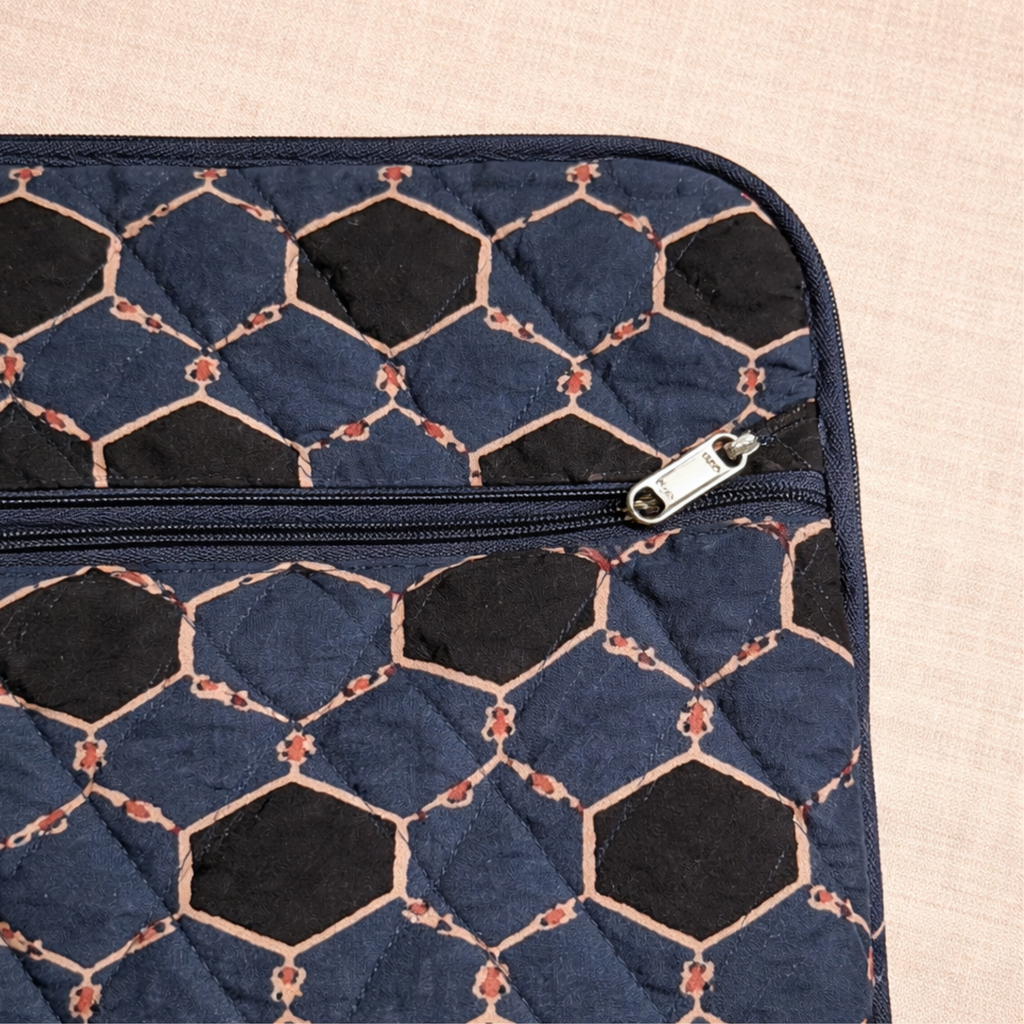 Indigo  Ajrakh Quilted Laptop Sleeve