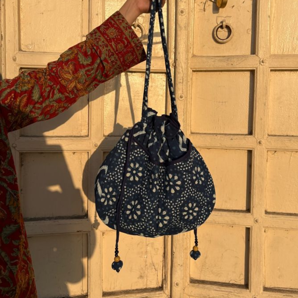 Indigo Quilted Potli Bag