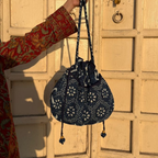 Indigo Quilted Potli Bag