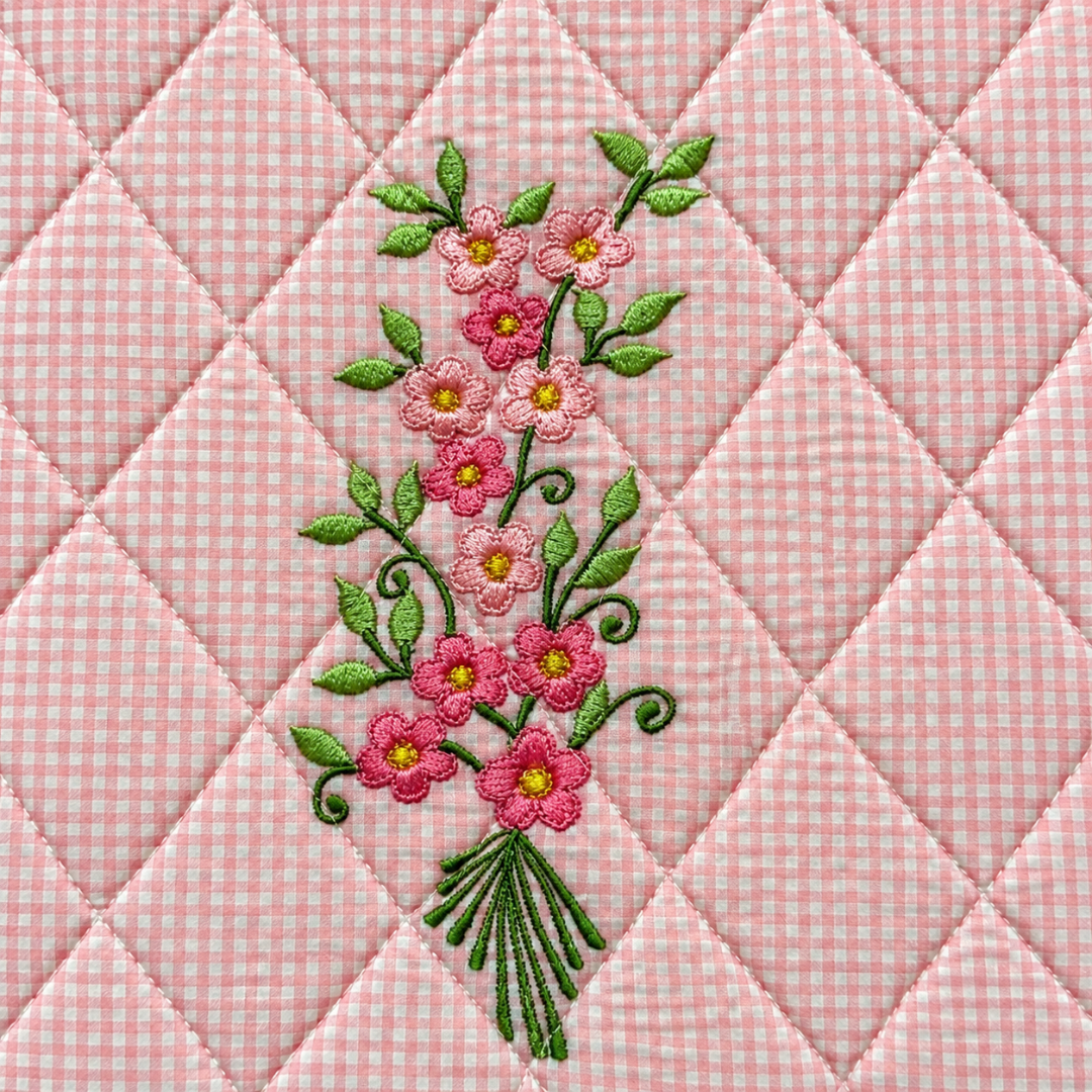 Pink Checked Cotton Quilted Table Mat Set